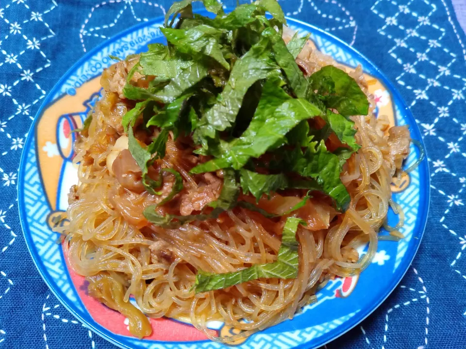 春雨の豚肉炒め|よっちびやばんぶーさん