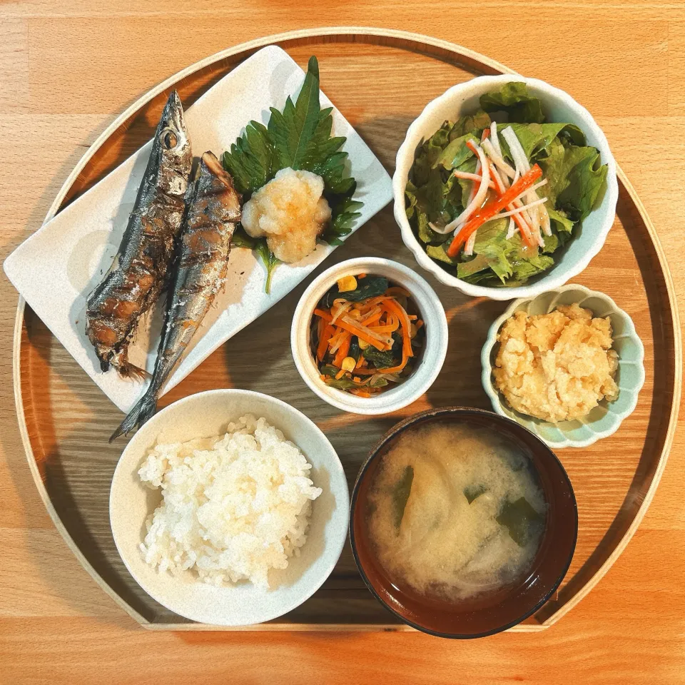 秋刀魚の塩焼き定食|くまたさん