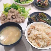 鮭ハラス炊き込みご飯のよるごはん|もえさん