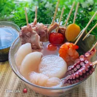 昆布つゆ白だしで冷やしおでん🐙
