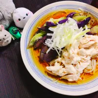 ナスとササミのスープ素麺|サトリさん