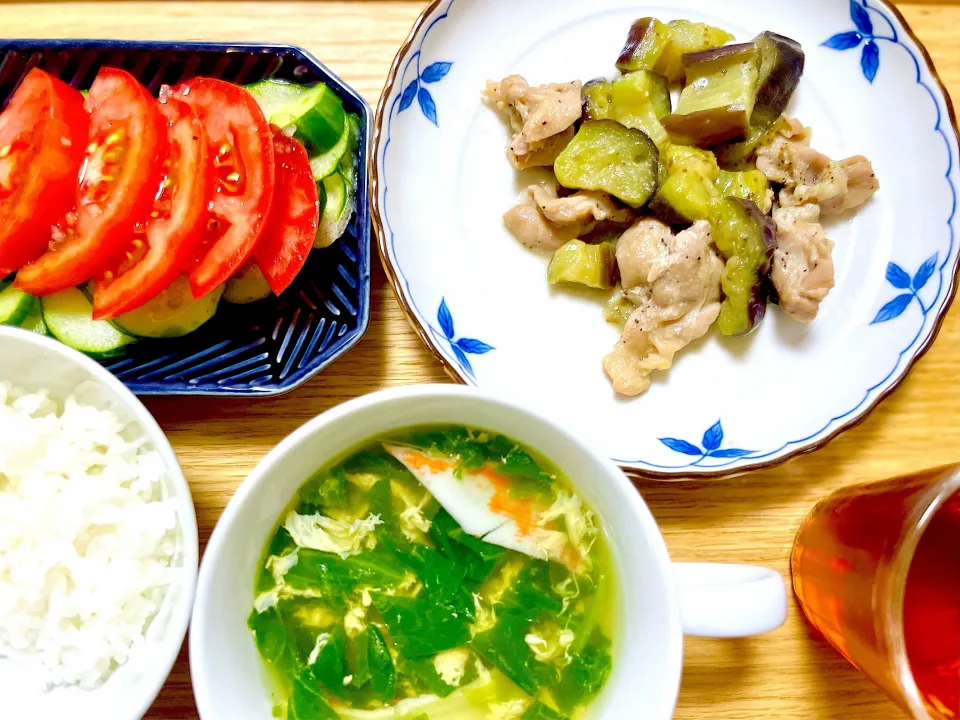 若鶏のはらみと茄子の炒め焼き|ふわふわさん