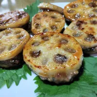 🌿蓮根の青紫蘇入り肉挟み焼き
