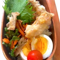 焼肉炒めと唐揚げのわっぱ弁当|リラさん