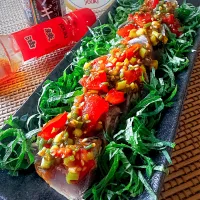 🇰🇷韓国風トマトの旨辛ダレでカツオのたたき🇰🇷|にゃんぺこさん