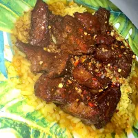 Honey Butter Beef ribs bites over yellow rice🍽️| Tawanjaさん