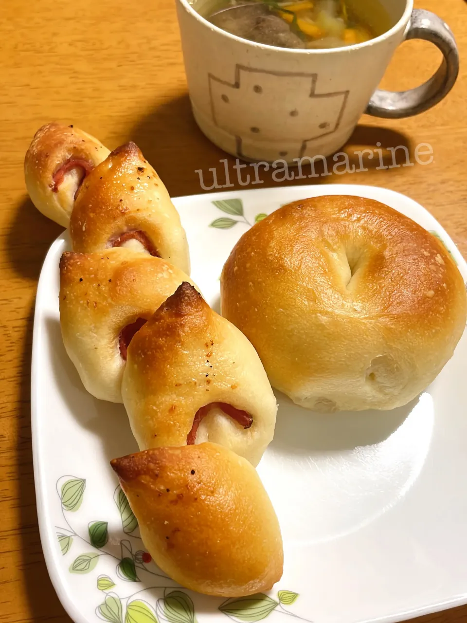 ＊茹でた生地でベーグル🥯風のもちもち朝ごはん♬＊|ultramarineさん