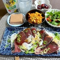 7/1晩酌：鰹のタタキ|ななみんさん