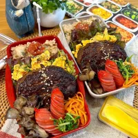 蛤の炊き込みご飯とハンバーグ弁当|ラゴさん。さん