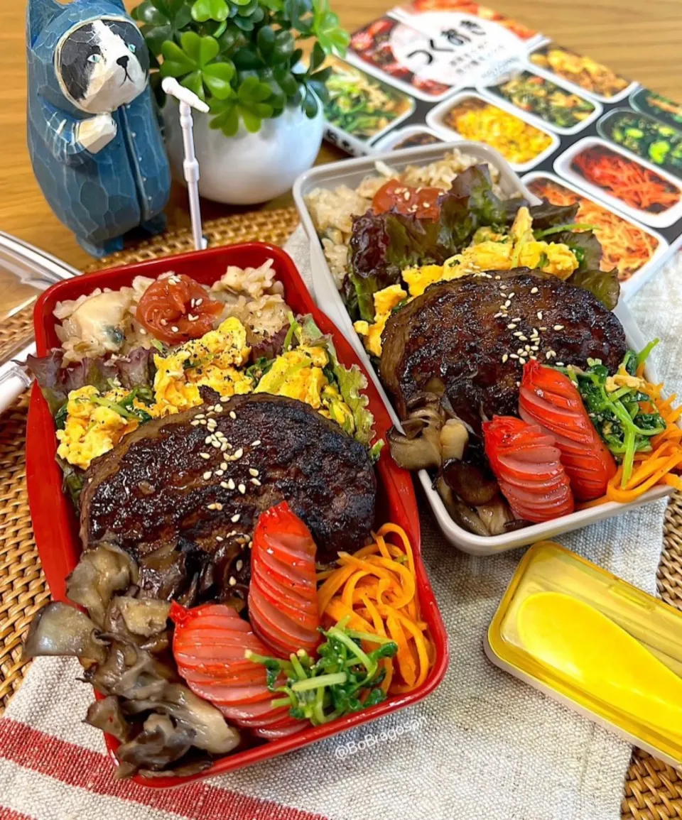 蛤の炊き込みご飯とハンバーグ弁当|ラゴさん。さん