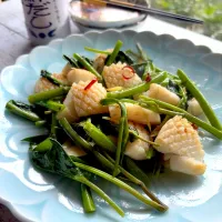 イカと空芯菜の炒め物