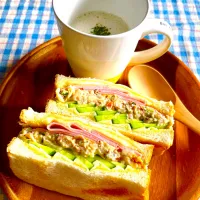 新じゃが🥔ポテトサラダサンドウィッチ🥪とビシソワーズ🥣|KANAさん