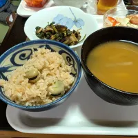 6/30(月)夕食、主食。豆茶飯。|へいちゃんさん