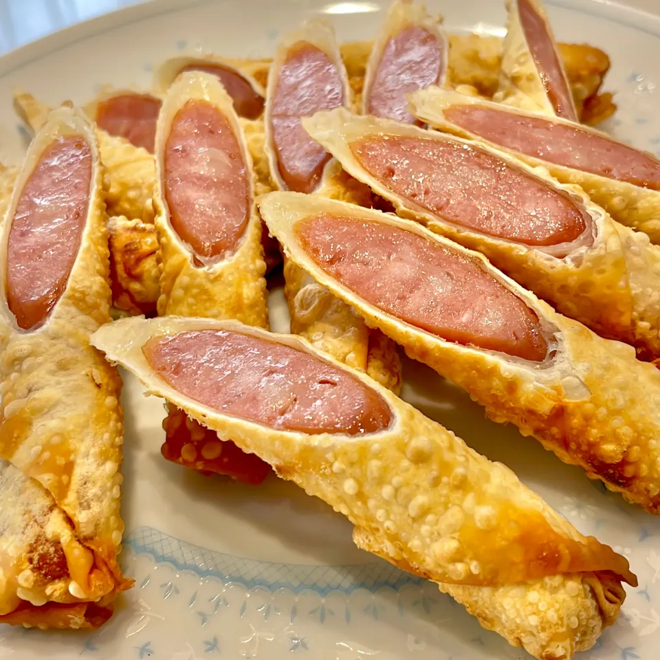 ソーセージの春巻きカリカリ揚げ|ぎんさん