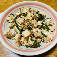 鶏むね肉の梅しそ和え|わーさん