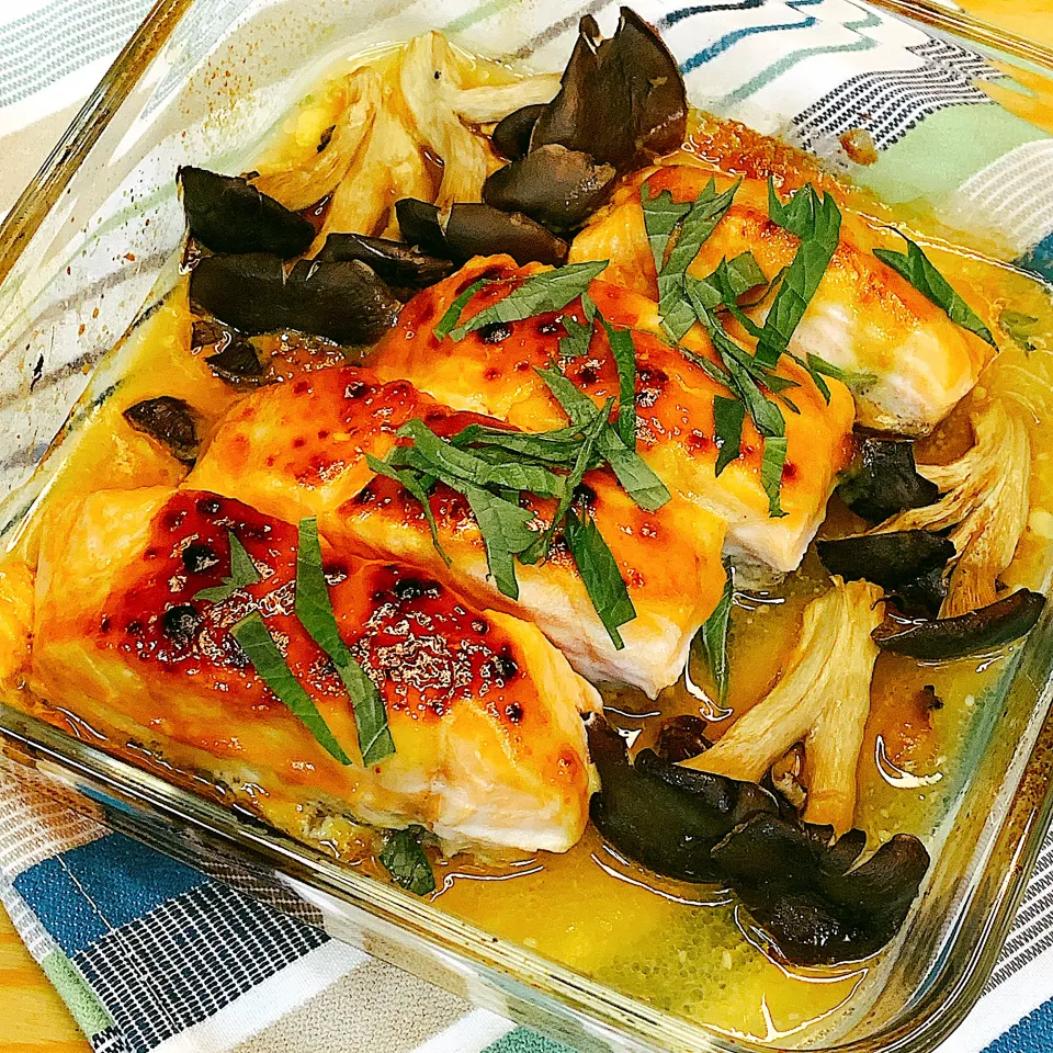サーモンのとり野菜みそマヨ焼き|アスママさん