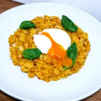 【自作簡単🎯】フレッシュバジルと温卵のドライカレー①（明後日②をUPします！）