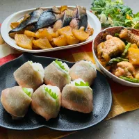 「生ハムのミニおにぎり＆煮物たち」| バシュランさん