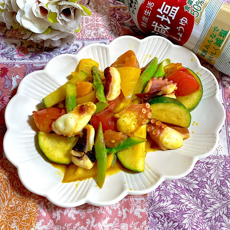 タコ🐙と野菜のカレー炒め✨|ringonamaさん