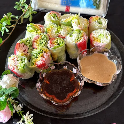 「揖保乃糸 上級品」を使ってみたSnapdishの料理・レシピ写真:生春巻き素麺冷やし中華✨