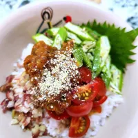 @きなこさんの料理 🔷🌿香味野菜の🧅🧄🍅絶品万能ソース🔷→→🔷🍚冷やしぶっかけアルモンデ🇮🇹イタリアン飯🔷|@きなこさん
