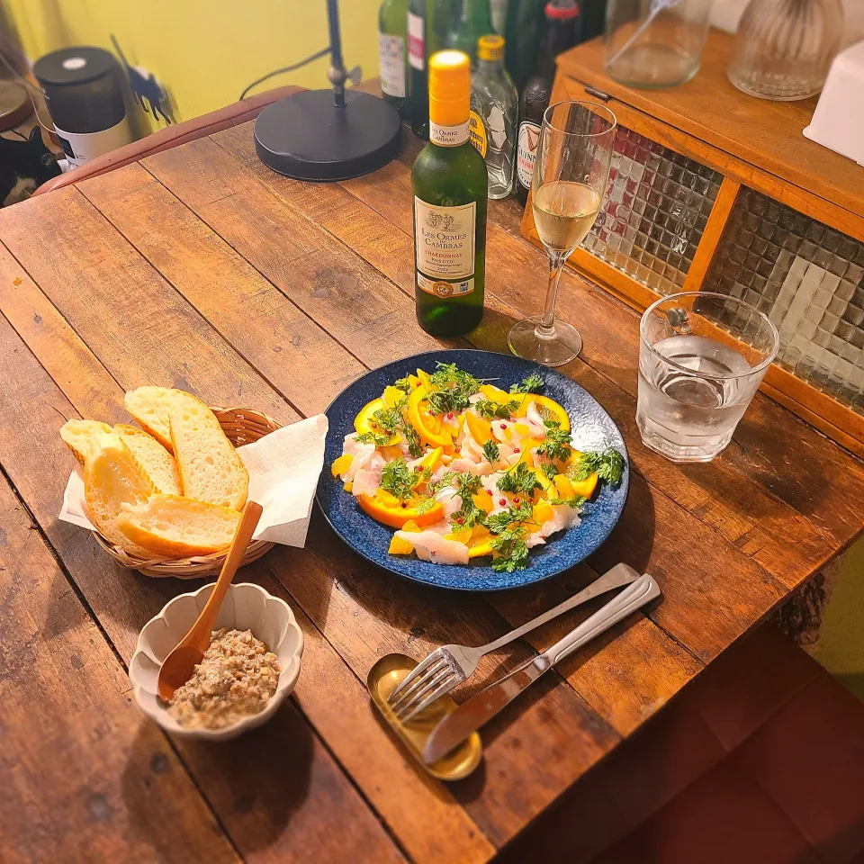 鯛とオレンジのカルパッチョとマッシュルームペーストのバケット|KEITAさん
