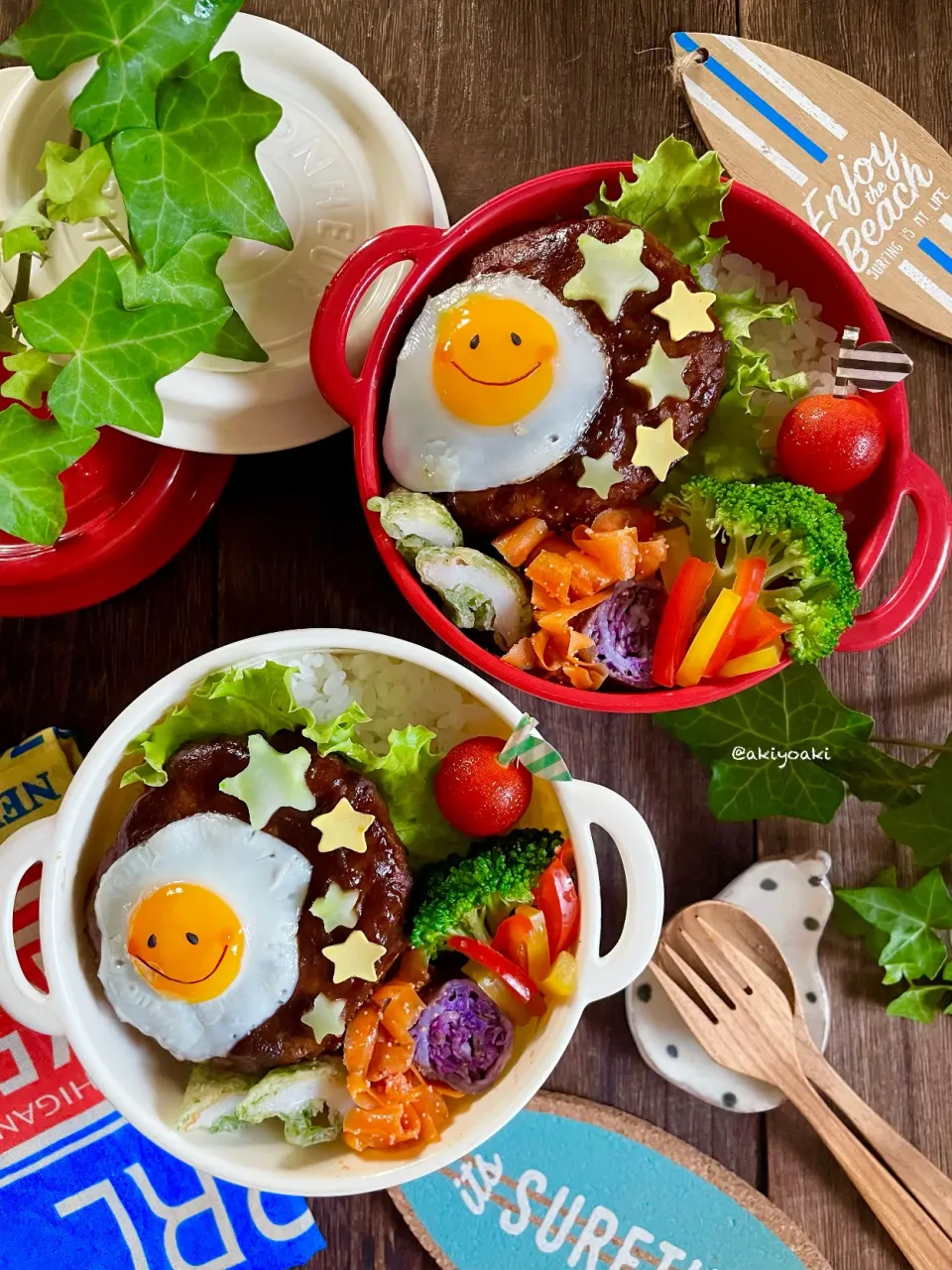 七夕ロコモコ弁当|Akiyoෆ¨̮⑅さん
