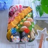 🎋七夕🌌冷やし中華と織姫さんと彦星くんのおにぎり弁当|ayano.adshさん