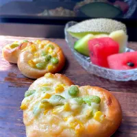 枝豆コーンチーズdeハートパン❤️|9421beruさん