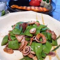 烏賊🦑とモロッコインゲン豆の海鮮だし炒め～✴️