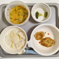 【離乳食完了期】☀豚ハンバーグ・かぼちゃじゃがいもポタージュ・ブロッコリー・鱈出汁ご飯| souさん