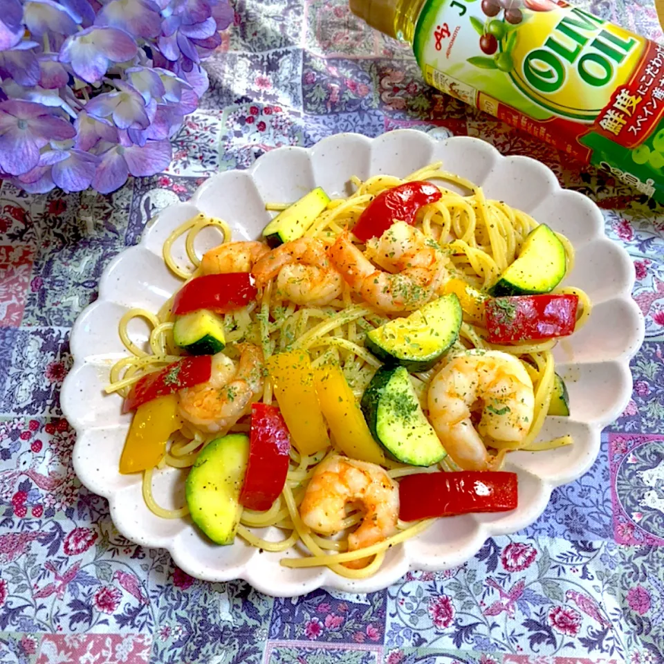 海老と野菜のレモンパスタ🍋|ringonamaさん