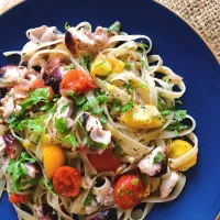 ˚✧タコとトマトのバーニャカウダーソースパスタ✧༚|isakoさん