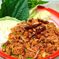 Spicy Fermented Pork & Crispy Rice Salad (ยำแหนมทรงเครื่อง) 🤤|An'leeさん