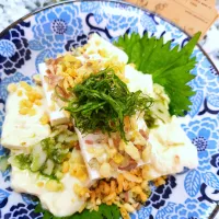 五郎さんの料理 イカ天かす冷やっこ|@きなこさん