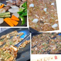 焼き肉からの～イカもんじゃ焼き🦑|びせんさん