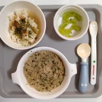 【離乳食完了期】🌅和風玉ねぎ豆腐・水菜玉ねぎオートミール粥・キウイ| souさん
