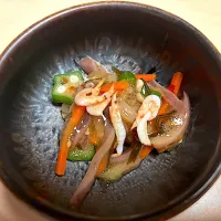 7月5日・［息子の好物を食べに😊 中洲鷹勝本店❣️］・①お通し😋✨（なんか食感最高で🙂ビールが進みました🍺）|山勝さん