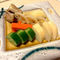 7月5日・［息子の好物を食べに😊 中洲鷹勝本店❣️］・③浅漬け盛り😋✨（山芋ときゅうりが美味しかったです😅）| 山勝さん