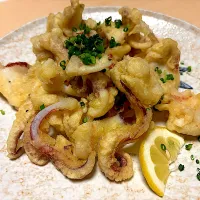 7月5日・［息子の好物を食べに😊 中洲鷹勝本店❣️］・⑥イカ🦑の後造り😋✨（天つゆが無かったけど🤣普通に美味しかったです🤩）| 山勝さん