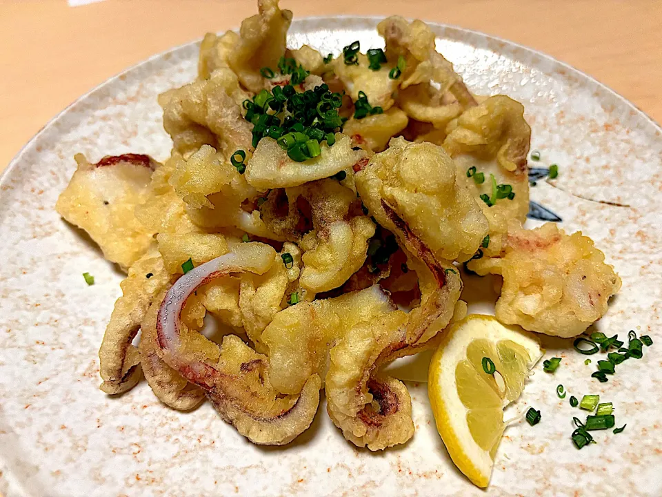 7月5日・［息子の好物を食べに😊 中洲鷹勝本店❣️］・⑥イカ🦑の後造り😋✨（天つゆが無かったけど🤣普通に美味しかったです🤩）|山勝さん