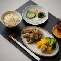 お気に入りのとうもろこし　　　　　　　　　　ゴールドラッシュで　　　　　　　　　　　　　とうもろこしごはん定食♡ ﾟ+｡:.ﾟ| ohanaさん