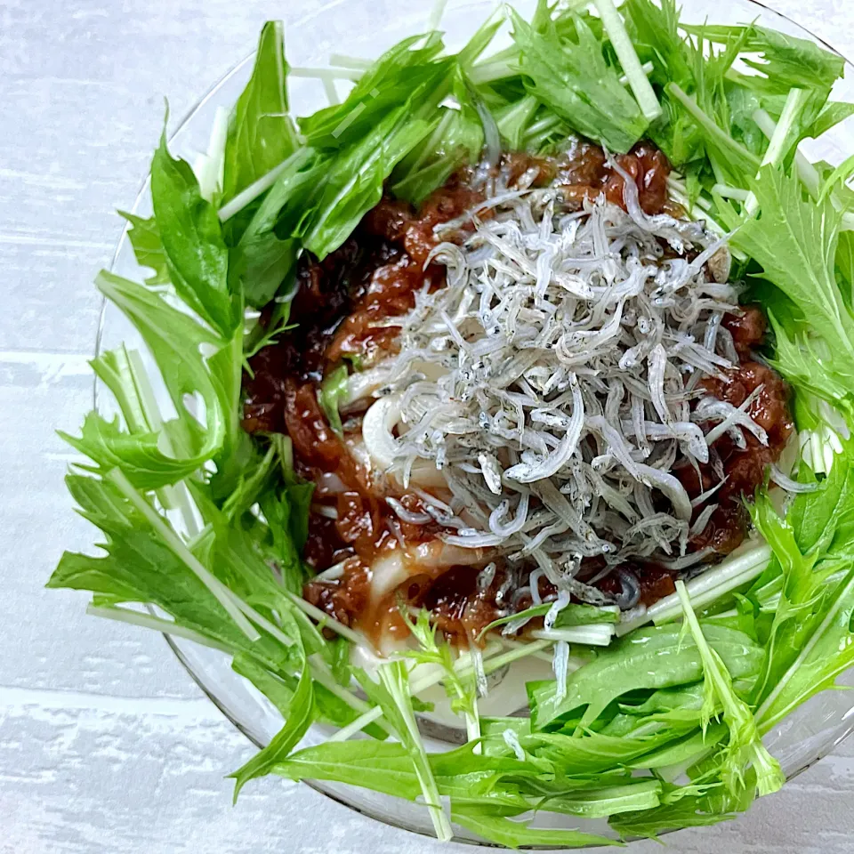 ヤマサ醤油公式アカウントさんの料理 しらすの梅ぽん酢パスタ👉うどんにアレンジ|izoomさん