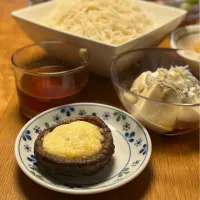 7/5の夕食　椎茸のチーズ焼きと素麺|yoneさん