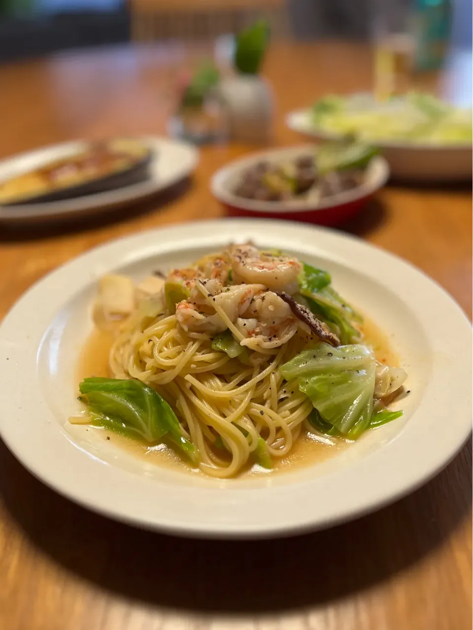 7/6の夕食　海老とキャベツのパスタ|yoneさん
