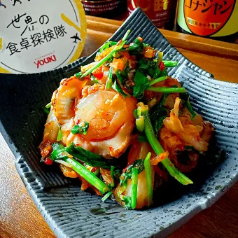 Snapdishの人気料理写真:ナオミさんの料理 セリとホタテのキムチの和え物