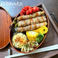 アスパラ巻き弁当🍱|まぁちゃんさん