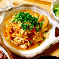 ⭐️白菜油揚げと竹輪の甘辛卵とじ⭐️| Laniさん