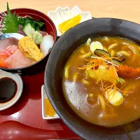 海鮮丼＋豊橋カレーうどん| かぬさん