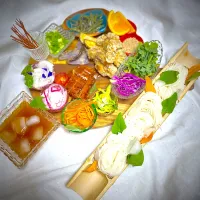 そうめんやっぱり揖保乃糸お好きな具材でどうぞ|Ameriさん